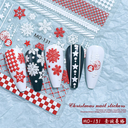 Christmas Relief Nail Stickers Paper Tape Adhesive Waterproof Embossed Sticker MO131