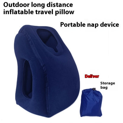 New Portable Travel Inflatable Pillow Long Distance Ride Neck Pillow 1st generation blue 30x35x50cm