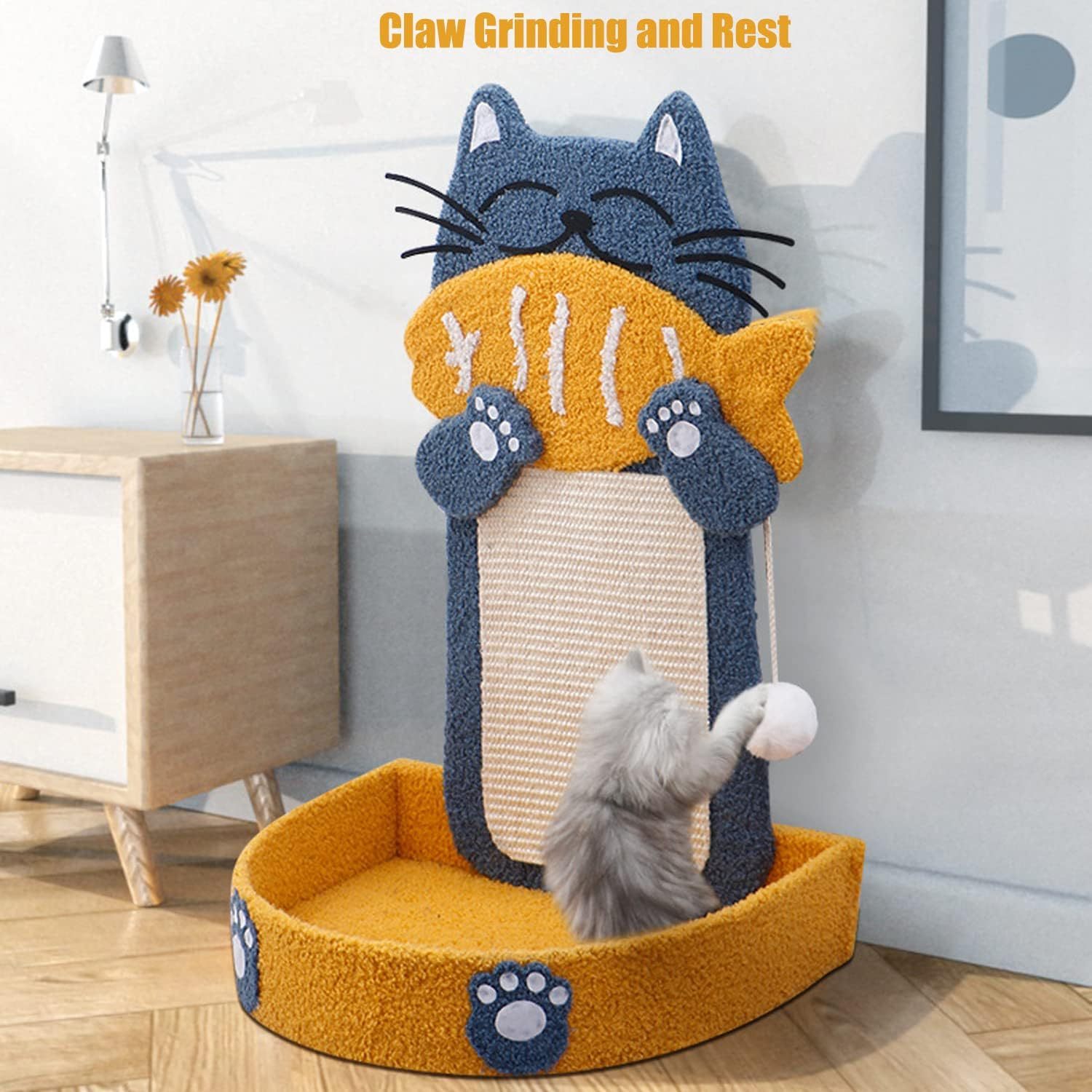 Hot New Items at Buy Center: Sisal Scratch Posts With Hanging Ball, Cat Scratching Board With Cat Bed, Cat Eating Fish Shape Cat Scratch Pad For Indoor Cats Kitten