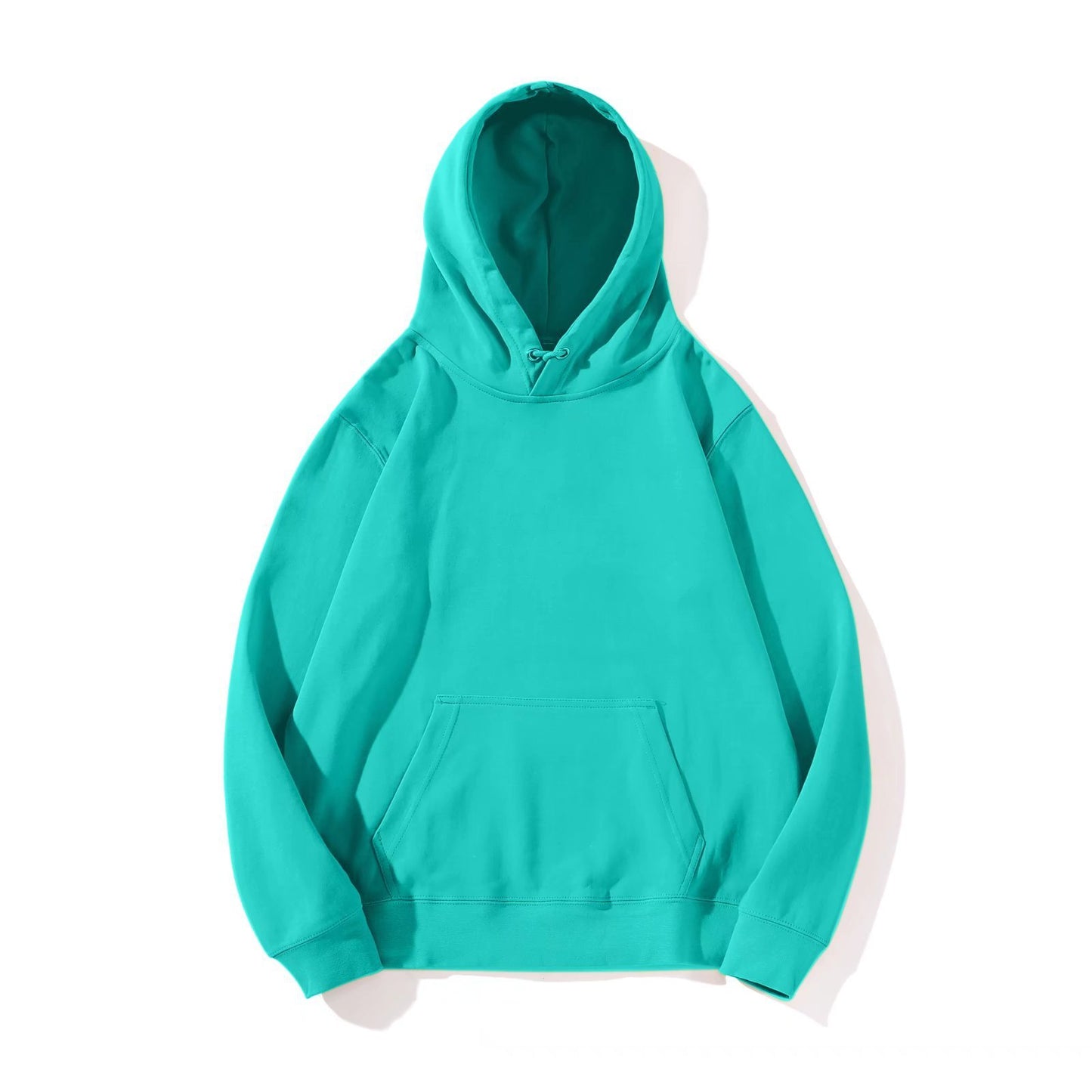 Fresh Arrivals at Buy Center: Solid Color Hoodie Men's Basic Style Plus Size Long-sleeved Hooded Sweater Lake Blue