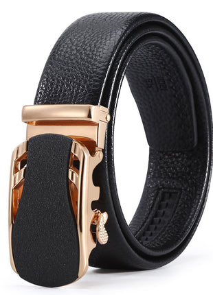 Ceinture d'affaires à boucle automatique en cuir pour homme