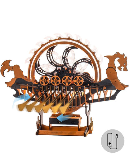 Fresh Arrivals at Buy Center: ROKR Dragon-boat Electric Mechanical 3D Wooden Puzzle Toys Games Boy Xmas Gift