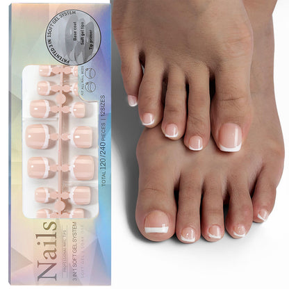 Just Arrived at Buy Center: French Nail Finished Wear Nail Frosted Toe Nail Patch 120pcs Wear Toenail 03