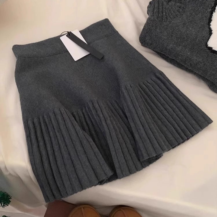 Women's Wool Knitted Skirt Autumn And Winter Slimming High Waist Buy Center