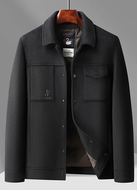 Autumn And Winter New Men's Lapel Detachable Down Feather Liner Wool Workwear Jacket