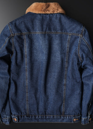 Veste Top Automne Et Hiver Doublée De Polaire Manteau En Jean Décontracté À L'ancienne