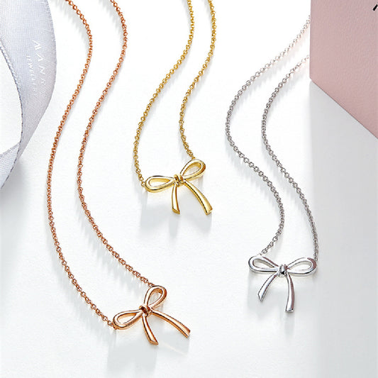 Newly Released at Buy Center: Bow Pendant Color Gold Clavicle Chain