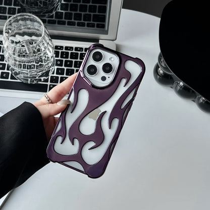 Buy Center Choice-Electroplating Hollow Heat Dissipation Phone Case Flame Pattern High-grade Soft Shell Electroplating Purple