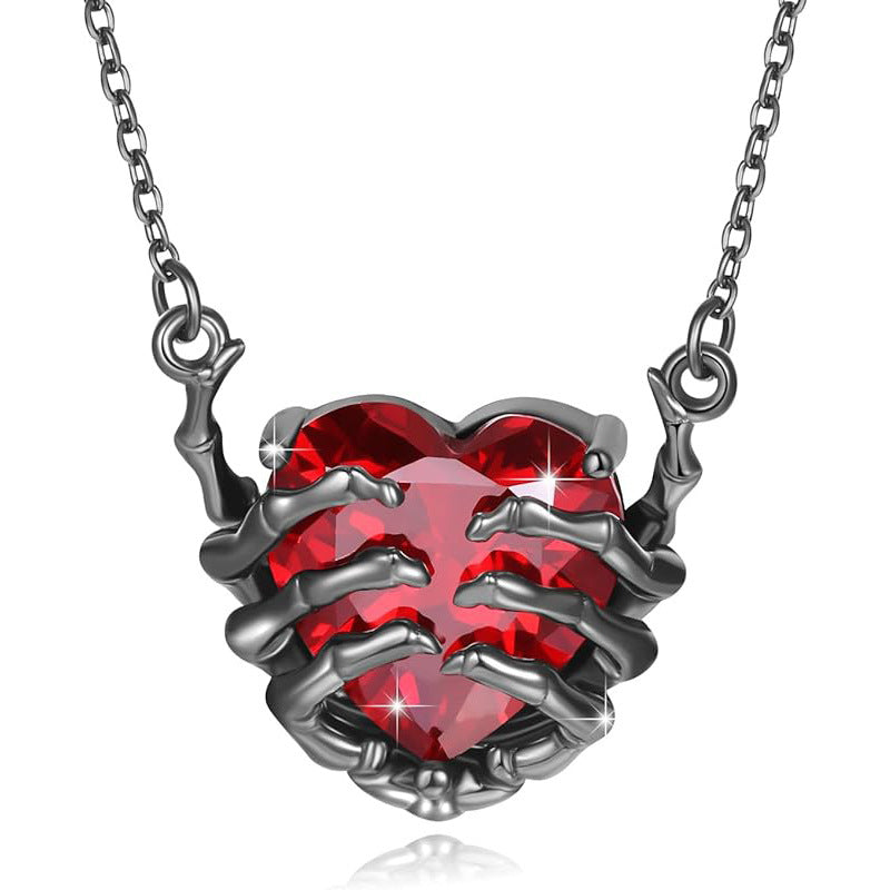 Buy Center Prestige-Retro Fashion Dark Red Love Ghost Claw Pendant Necklace Black Love Ghost Claw