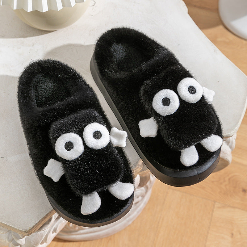 Buy Center Premium-Briquette Couple Household Thermal Cotton Slippers Black