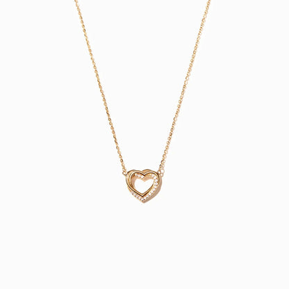 Collar de corazón hueco doble superpuesto de plata esterlina S925 para mujer