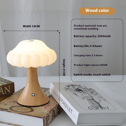 Fresh Arrivals at Buy Center: Mushroom Lamp Bar Cafe Decoration Charging Touch Small Night Lamp Wood Grain Color