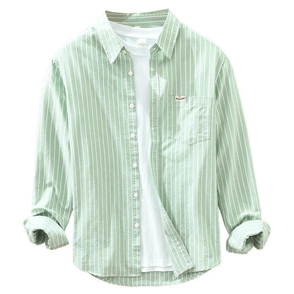 Just Arrived at Buy Center: Men's Cotton Casual Striped Oxford Long-sleeved Shirt