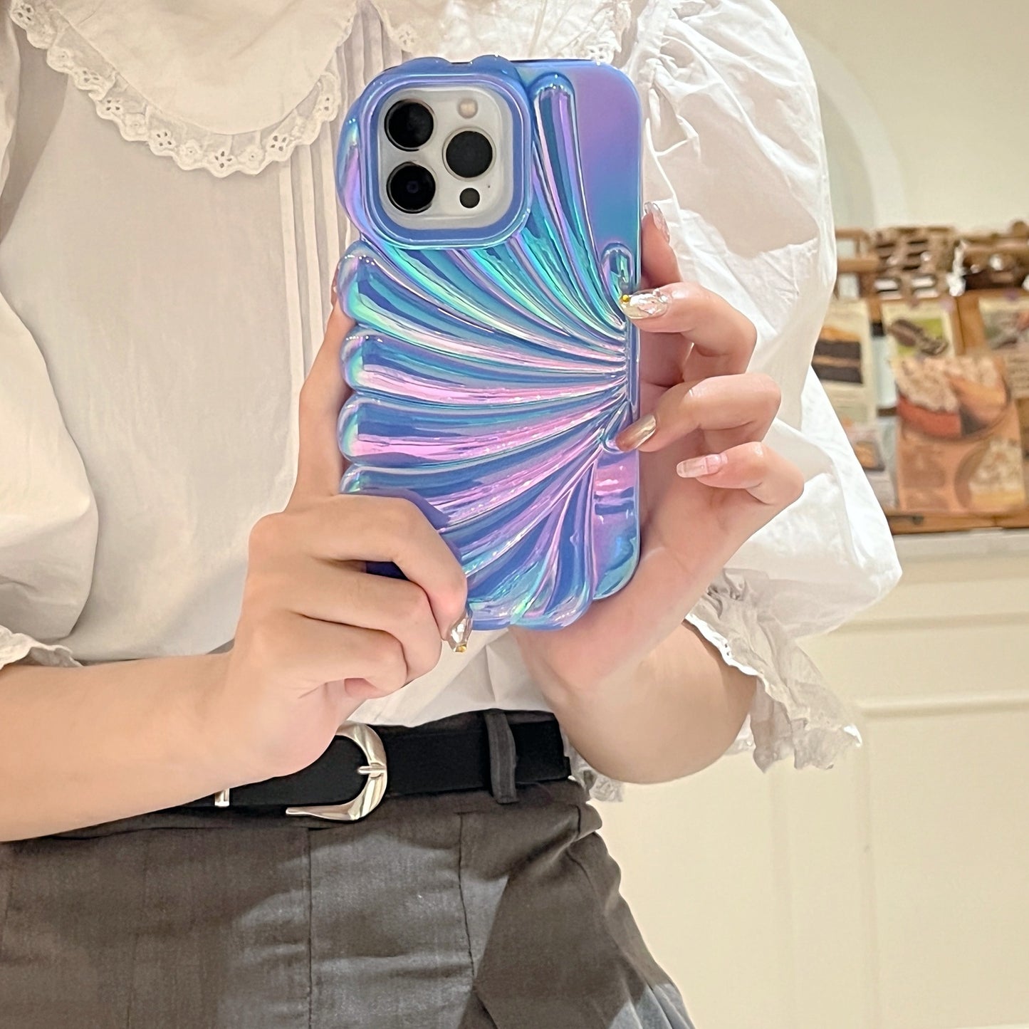 Fresh Arrivals at Buy Center: Color Plated Colorful Laser Shell Phone Case Dazzling Blue