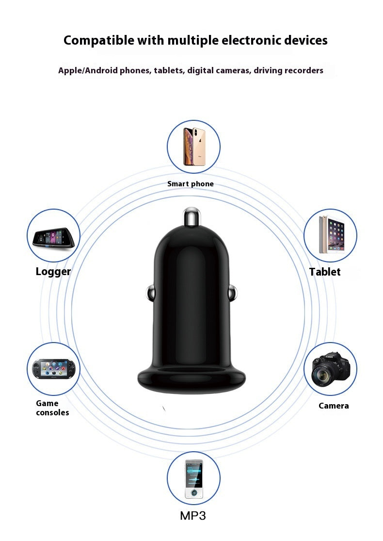 Newly Released at Buy Center: Car Charger Dual-port Usb Fast Charging Mini One To Two