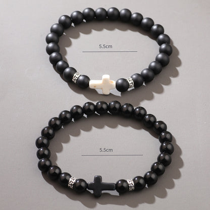 Buy Center Picks-Natural Stone Bracelet Matte Black