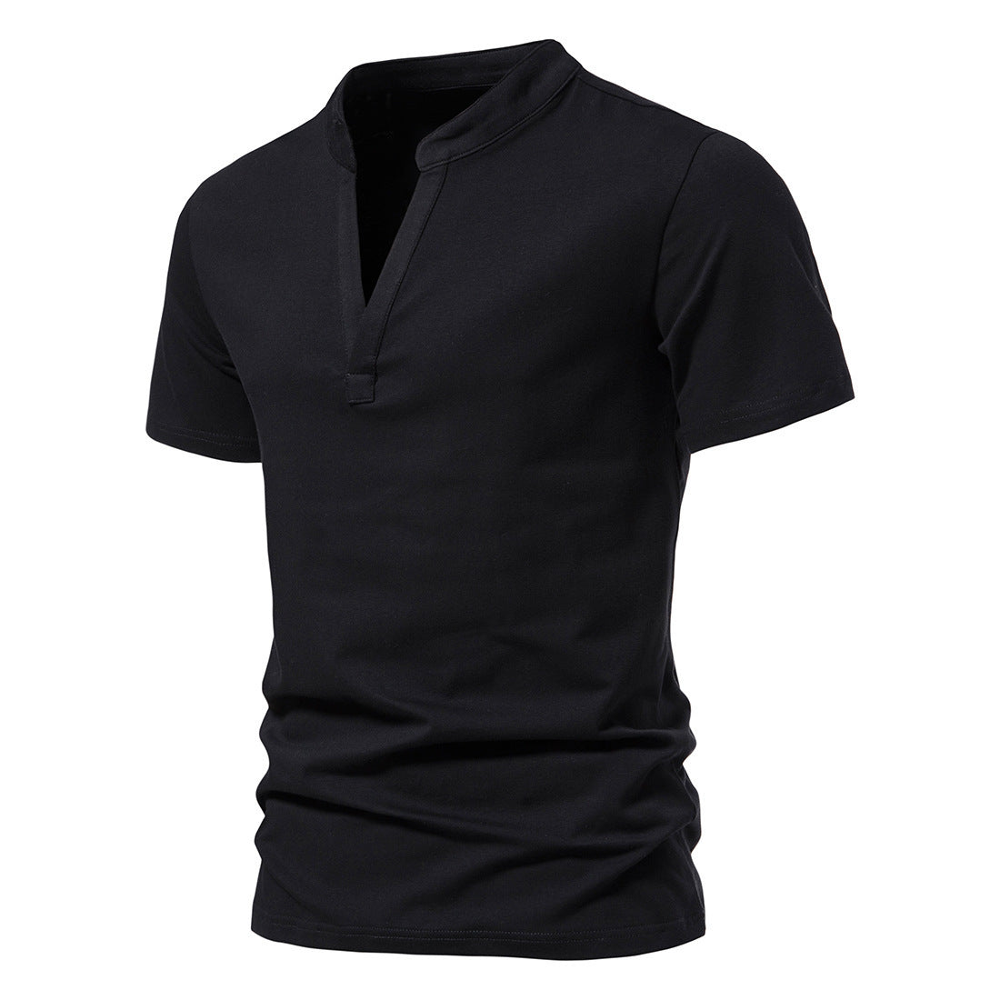 Newly Released at Buy Center: Men's Deep V-neck Short-sleeved T-shirt Stretch Bottoming Shirt Black