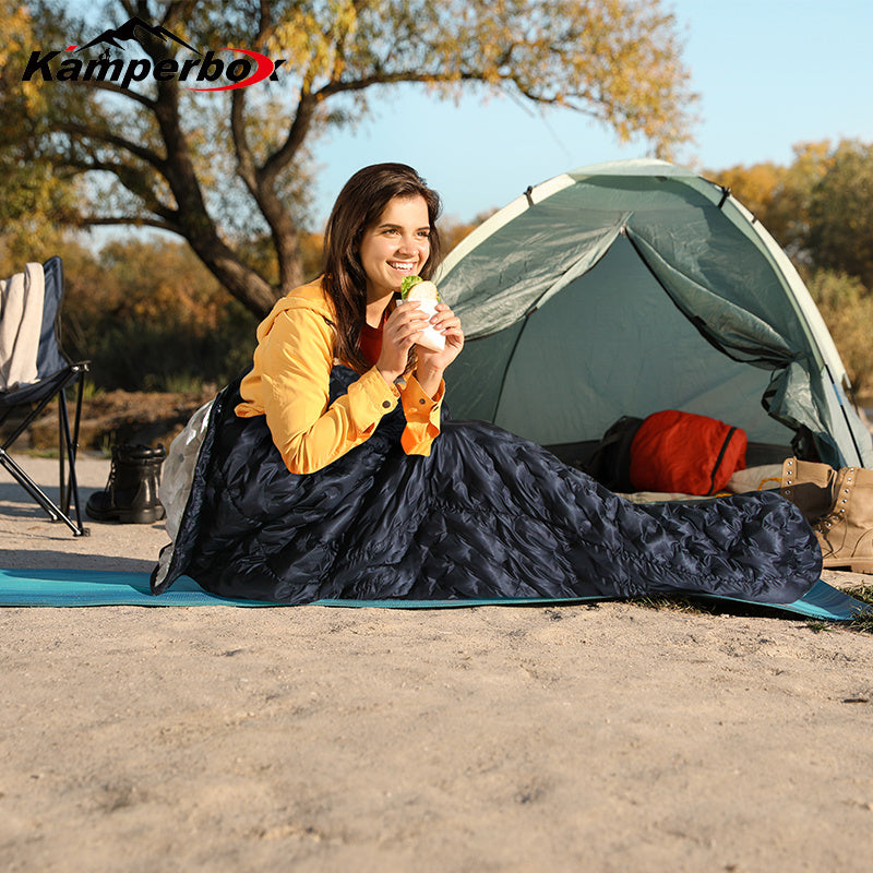 Kamperbox Down Sleeping Bag, Camping 3 Season Ultralight Sleeping Bags, Lightweight Sleeping Bag Bubblue Air 2 Bubble Air