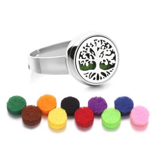 Fresh Arrivals at Buy Center: Stainless Steel Aromatherapy Ring 12mm Can Open Essential Oil 1 With 10 Cotton