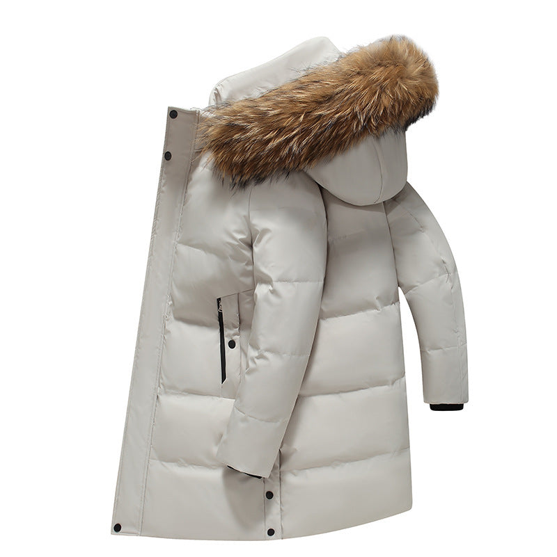 Fur Collar Mid-length Light Luxury Thickened Warm Cold-resistant Hooded Down Jacket