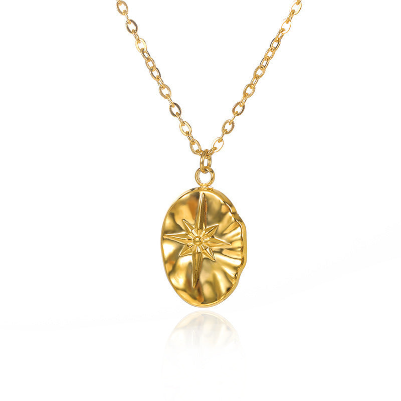 Buy Center Exclusive Offer-Niche Design Round Plate Pendant Necklace Simple Gold