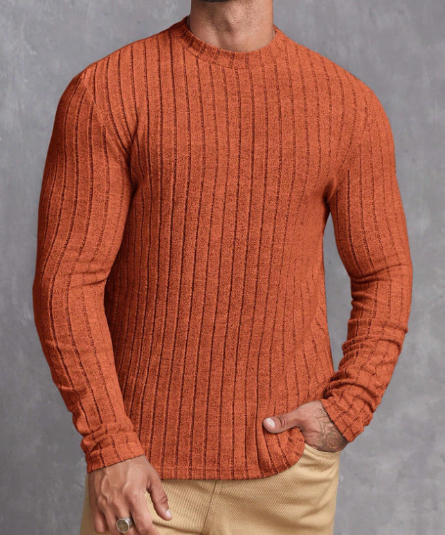 Casual Solid Color Round Neck Pullover Long-sleeved T-shirt