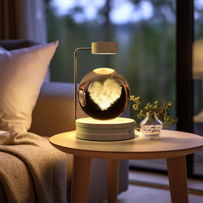 Crystal Ball Cosmic Dinosaur Indoor Night Light USB Power Warm Bedside Light Birthday Gift Night Lamp Love Cloud Light wood