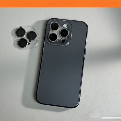 New at Buy Center: Frosted Glass Anti Drop Electroplating Soft Edge Phone Case Black feed lens film