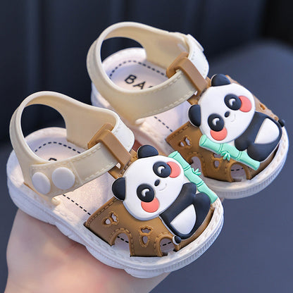 Fresh on the Scene at Buy Center: Children's Sandals Cartoon Toddler Closed Toe Hole Shoes Boys Baby Indoor Non-slip Soft Bottom Brown Bear