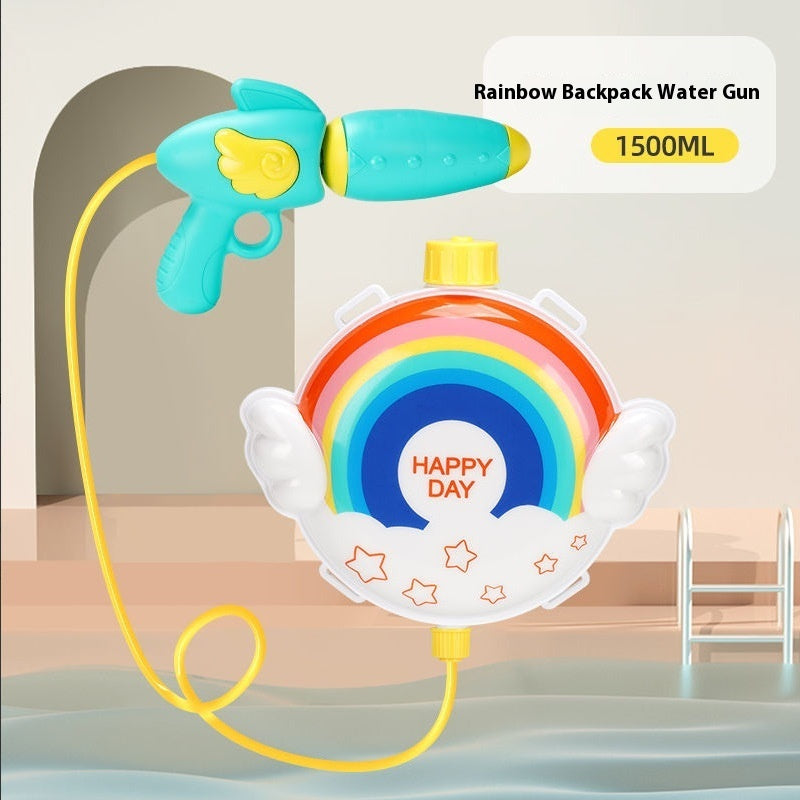 Newly Arrived at Buy Center: Children's Cartoon Backpack Water Gun Water Beach Toys 1500ml Rainbow