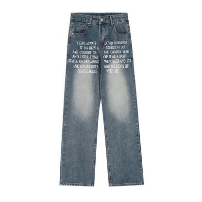 Fresh on the Scene at Buy Center: Denim Straight-leg Trousers Men And Women Blue