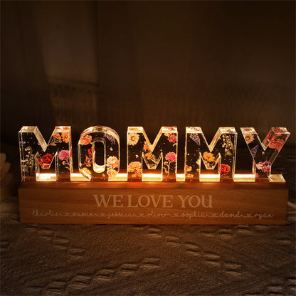 Newly Released at Buy Center: Mother's Day Custom Flower Printed LED Night Light Creative Gift Printing Acrylic Night Light Text Birthday Flower Ornaments