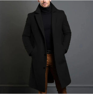 Woolen Coat Men's Mid-length Trench Coat Multi-color