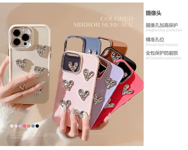 Just Arrived at Buy Center: Pleated Metallic Electroplating Heart Mobile Phone Shell