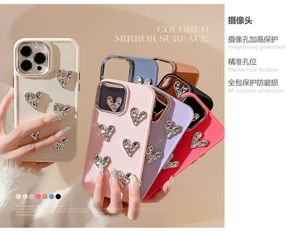 Just Arrived at Buy Center: Pleated Metallic Electroplating Heart Mobile Phone Shell