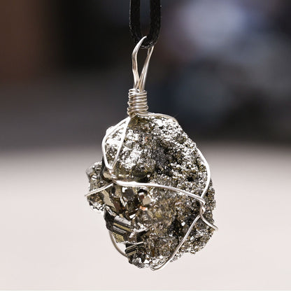 Buy Center Top Rated-Cross-border Natural Crystal Pyrite Rough Stone Winding Pendant Copper Wire Pendant Around Silver Wire