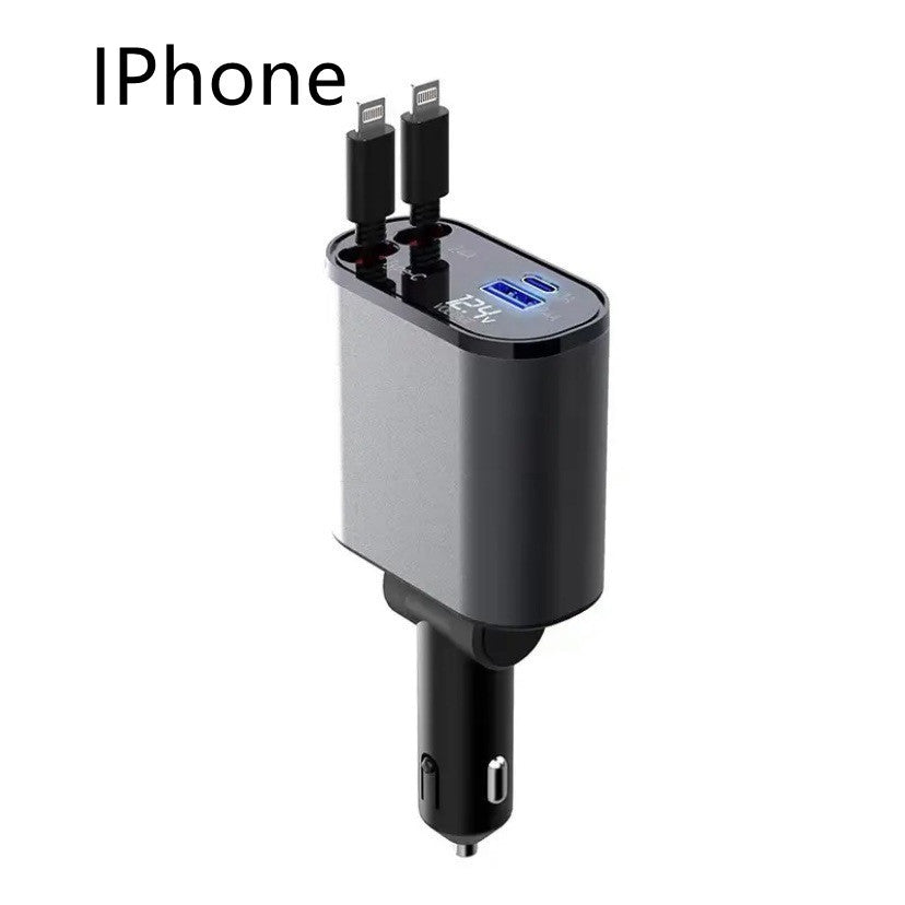 Metal Car Charger 100W Super Fast Charging Car Cigarette Lighter USB And TYPE-C Adapter AppleandApple 100W