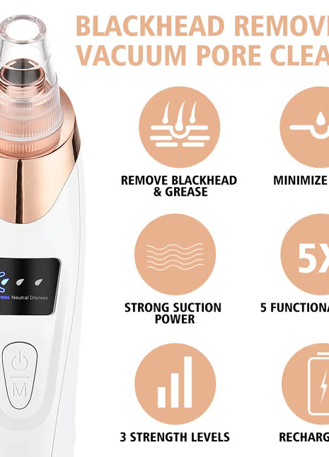 Removedor de puntos negros eléctrico profesional, kit de herramientas para limpieza facial, cuidado de la piel para mujeres, imperfecciones y granos