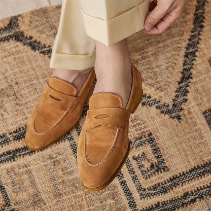 Fresh on the Scene at Buy Center: Men's Loafers With Round Toe Brown Suede