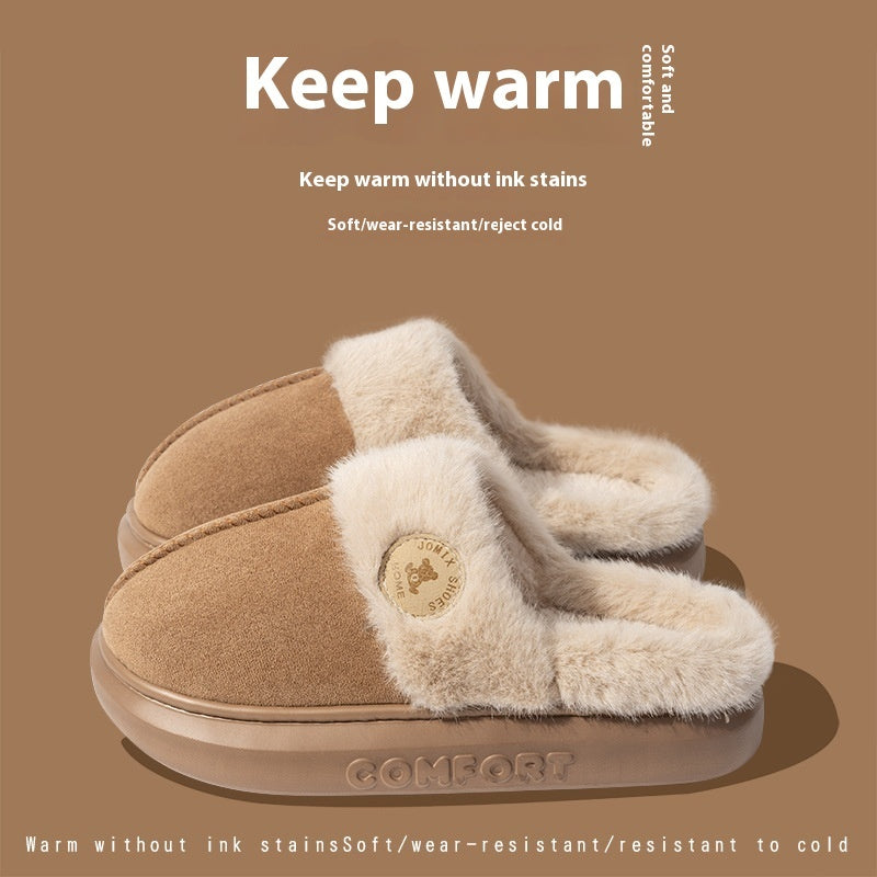 Nuevas pantuflas de felpa para mujer y hombre, pantuflas cálidas de invierno para el hogar, zapatos de forro polar con suela gruesa para interiores