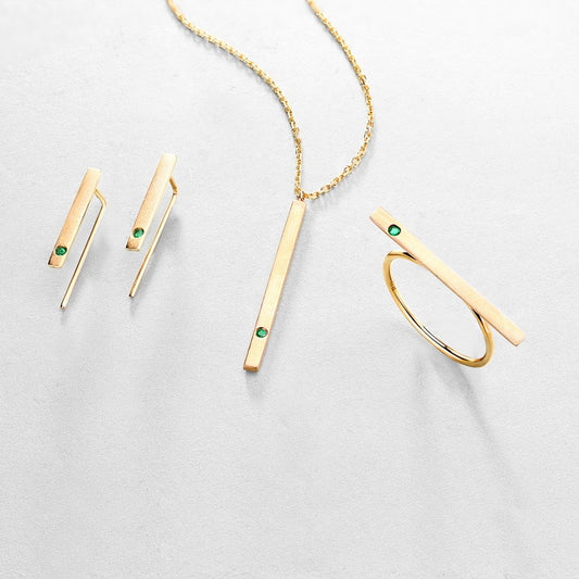 Natural Emerald 14K Gold Minimalist Strip Thin Earrings | Jewelry & Watches4 | Buy Center