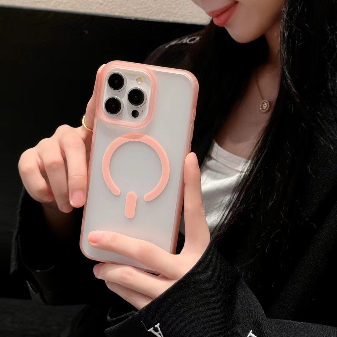 Fresh on the Scene at Buy Center: Color Acrylic Skin Feeling Frosted Magnetic Suction Phone Case