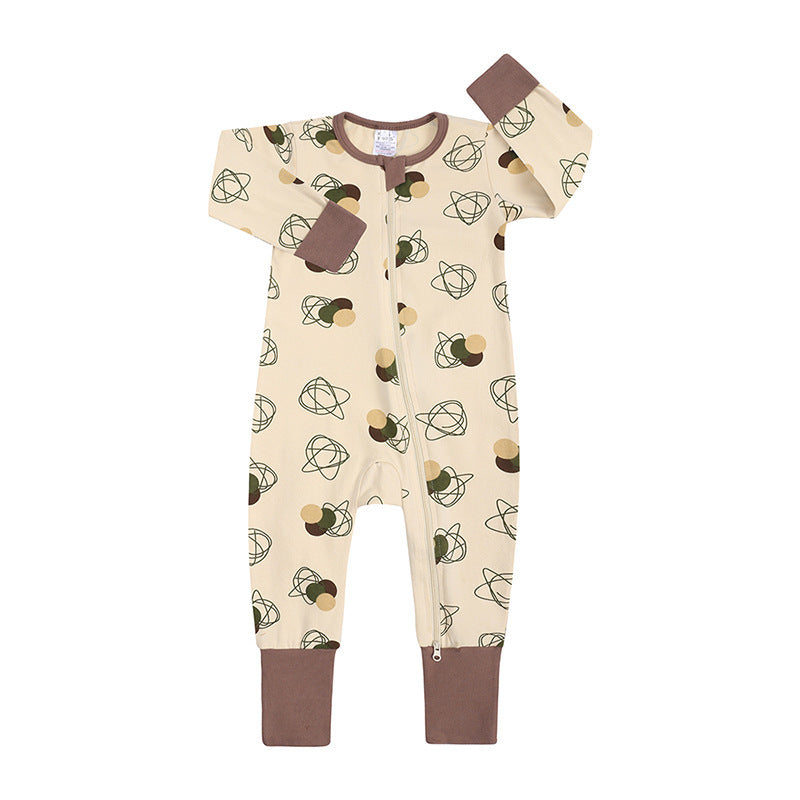 Newly Released at Buy Center: Spring And Autumn Long Sleeve Cotton Baby Jumpsuit Male And Female Baby Home Romper Circle Jumpsuit