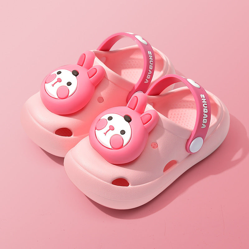 Fresh Arrivals at Buy Center: Children's Slippers Summer Cartoon Baby Soft Bottom Hole Shoes Boys And Girls Closed Toe Sandals Pink Bunny