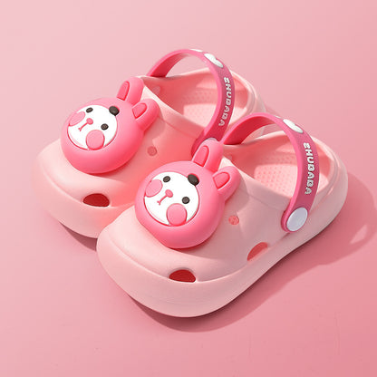 Fresh Arrivals at Buy Center: Children's Slippers Summer Cartoon Baby Soft Bottom Hole Shoes Boys And Girls Closed Toe Sandals Pink Bunny