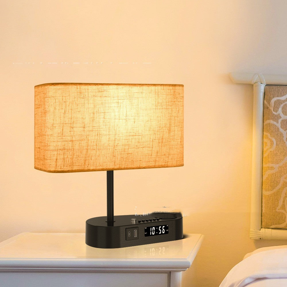 Fresh Arrivals at Buy Center: Multifunctional Bluetooth Playing Alarm Clock Fabric Table Lamp Rectangular Lampshade