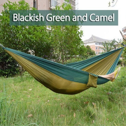 Backpacking Hammock - Portable Nylon Parachute Outdoor Double Hammock Black green + camel