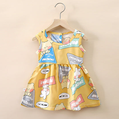 Fresh Arrivals at Buy Center: Small And Medium Cotton Silk Girl Dress Thin Ginger Yellow