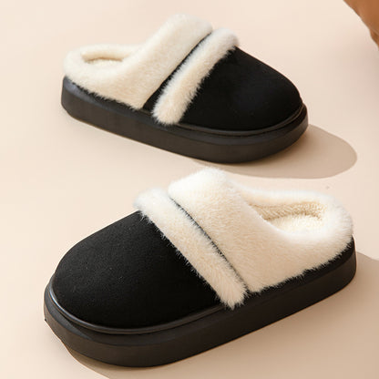 Buy Center Special-Cotton Slippers Women's Thick Bottom Non-slip Indoor Slippers Black