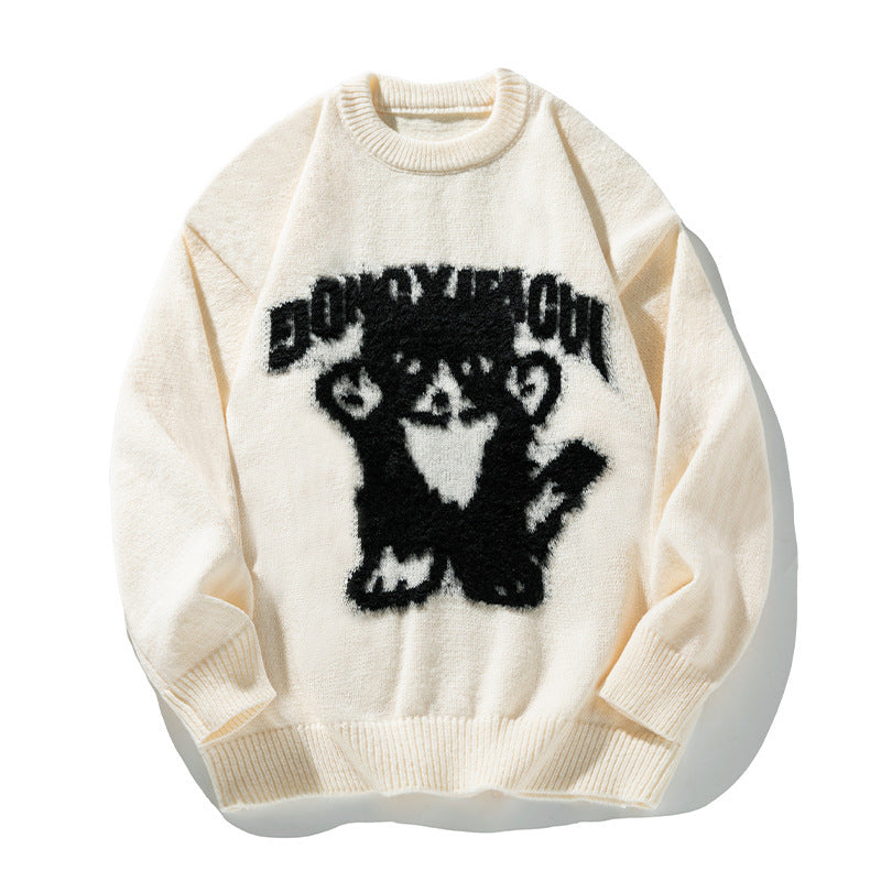 Cartoon Hand-painted Artificial Mink Round Neck Sweater For Men And Women Buy Center